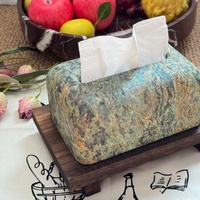 Boîte à mouchoirs et porte-serviettes créative en marbre et pierre vertes contemporaines, durable pour la maison et le bureau