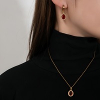 Ensemble de bijoux de luxe délicat en acier inoxydable plaqué or 18 carats avec cristaux de zircon pour femmes, bijoux de fiançailles