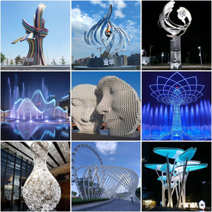 Senzhao ngoài trời Vườn đường lớn hiện đại trừu tượng bằng thép không gỉ kim loại nước sương mù điêu khắc - Product Image 5