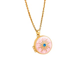 Collar con Colgante <span class=keywords><strong>de</strong></span> Medallón para <span class=keywords><strong>Fotos</strong></span> <span class=keywords><strong>de</strong></span> Acero Inoxidable Vintage, Chapado en Oro <span class=keywords><strong>de</strong></span> 18k, con Dijes <span class=keywords><strong>de</strong></span> Corazones y Sol Esmaltados, para Mujer - Product Image 6