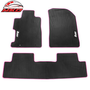 Alfombrillas de goma estilo IKON para Honda Civic 2006-2011, alfombra negra y borde rosa con logotipo IKON, impermeables - Product Image 1