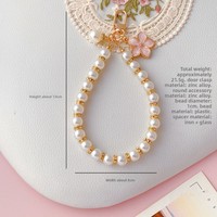Vente en gros Qianjie Nouveau style Mignon Porte-clés, Pendentif pour coque de téléphone et Breloque de sac à perles, fleurs et papillons 20cm