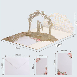 2023 luxe feuille d'or personnalisé 3d <span class=keywords><strong>pop</strong></span> up cartes Bourgogne rose invitations de mariage enveloppe pour douche nuptiale mariage - Product Image 2