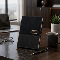 Carnet d'affaires en cuir PU bicolore avec logo personnalisé, 100 feuilles, boucle métallique dorée, sangle magnétique, reliure cousue, cadeau d'entreprise, agenda