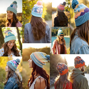 Wholesale Custom 100% Acrylic <strong>Pom</strong> <strong>Pom</strong> Knitted Hat Outdoor Ski Sports Keeping Warm Winter <strong>Beanies</strong> - Product Image 5