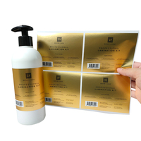 Autocollant métallique doré personnalisé pour emballages cosmétiques de luxe, étiquette PET imperméable pour les soins de la peau et les kits de salon