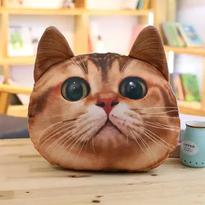 3d Pet Lover Hadiah Memorial Foto Pribadi Bantal Wajah Anjing Kucing Kustom dengan Bantal Berbentuk Kepala Lucu