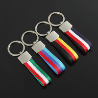 Porte-clés de voiture en sangle de nylon avec bandes de couleur drapeaux Allemagne Italie, anneau métallique, accessoire de modification automobile, support de clés, cadeau