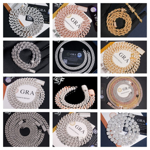 <span class=keywords><strong>Collana</strong></span> da <span class=keywords><strong>Uomo</strong></span> Hip Hop di Lusso SF 18mm con Catena Cuban Link a Maglie Rialzate, Moissanite VVS, Placcata <span class=keywords><strong>Argento</strong></span> <span class=keywords><strong>925</strong></span>, Senza Nichel e Senza Piombo - Product Image 3