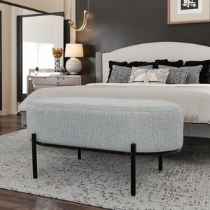 Banco Otomano Moderno Tapizado con Patas Metálicas, Banco <span class=keywords><strong>de</strong></span> Lino para <span class=keywords><strong>Pie</strong></span> <span class=keywords><strong>de</strong></span> <span class=keywords><strong>Cama</strong></span>, Recámara o Entrada - Product Image 4