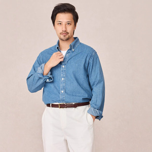 Camicia da uomo RL Ralph in denim di cotone lavabile, a maniche lunghe, con colletto button-down, per il commuting, nuova collezione Primavera 2025, per un look a strati senza sforzo - Product Image 3