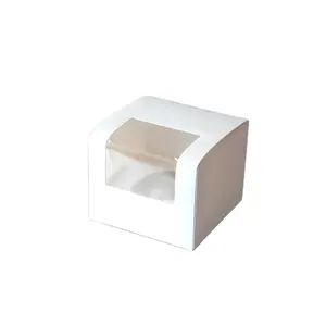 Caixa de papel para cupcake, caixa de papel para bolo personalizável com janela 1 furo 2 furos 4 furos