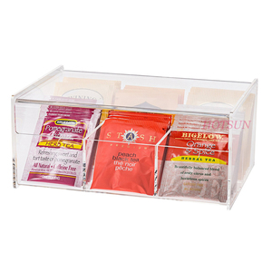 6 Ngăn Rõ Ràng <span class=keywords><strong>Acrylic</strong></span> <span class=keywords><strong>Tea</strong></span> Bag Organizer <span class=keywords><strong>Box</strong></span> Với Nắp Đậy - Product Image 1