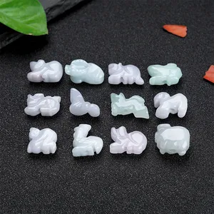 Venta al por mayor 15mm Natural Myanmar Jade 12 Zodiaco de piedra colgante de joyería DIY accesorios conejo Tigre caballo dragón colgantes