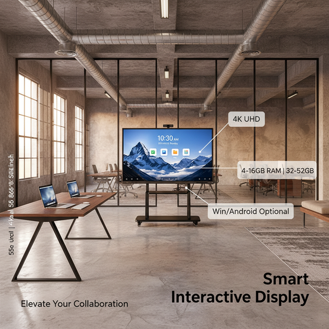 Advanced 86-Inch 4K Interactive Whiteboard with Android & Windows Dual System 20-Point Touch for Meeting Rooms