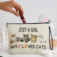 Pochette à fermeture éclair à motif de chat mignon, sac de toilette portable multifonctionnel, trousse à crayons pour étudiants, sac de rangement pour la maison et l'extérieur
