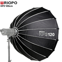 TRIOPO KP2-120 KP2 120cm Softbox parabolique profond portable à dégagement rapide avec grille, monture Bowens, pour studio photo et vidéo, flash