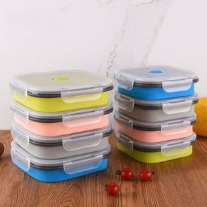 Silicone Bento Lunch Box with Leakproof Compartments Square Design Foldable Safe Features for Kids' Parties Packaged Carton - Product Image 3