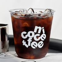 Tasses à boissons froides en PET en forme de U avec logo personnalisé HANYONG avec couvercles et autocollants argentés pour les cafés