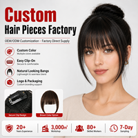 Extensions de cheveux synthétiques à clipser, franges marron foncé avec pattes d'ange, pour femmes, usage quotidien, vente en gros usine