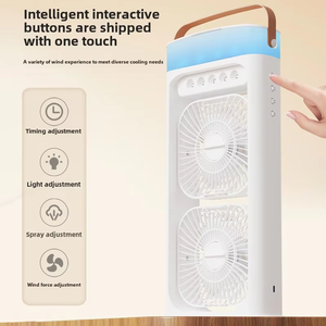 Humidificateur à brouillard multifonctionnel refroidi à l'eau Double tête Colorful Atmosphere Light New Rechargeable USB Spray Fan for Three Table - Product Image 2