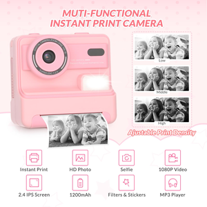 Appareil photo numérique instantané pour enfants, design de dessin animé mignon, couleur rose et bleue, vidéo 1080p, photo 48MP, matériau ABS, cadeau d'<span class=keywords><strong>anniversaire</strong></span> ou de Noël - Product Image 2
