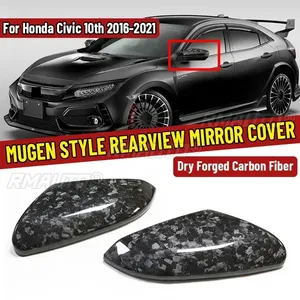 Coques de rétroviseurs latéraux en fibre de carbone sèche pour Honda Civic 10ème génération Mugen Style Type-R FK8 2016-2021 – Boîtiers de remplacement pour rétroviseurs - Product Image 1
