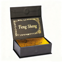Caja de Regalo Tipo Concha para Tarot, de Papel Negro Elegante, Personalizada, con Forro de Esponja, Laminado Mate, Patrón de Lámina Dorada
