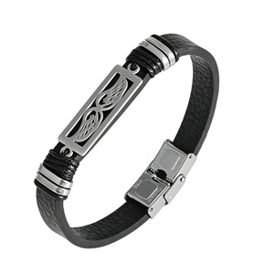 Men's <b>Leather</b> <b>Bracelet</b> Titanium Steel Spider Pattern Geometry Design Gift Jewelry 7.5in 8.5in 9in - Product Image 3