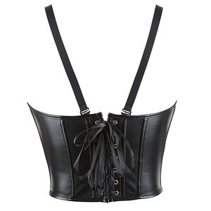 Hot <strong>Sale</strong> Plus Size <strong>Black</strong> Busk <strong>Leather</strong> Corset Top Straps Bustier Plus Size Corsets Underbust for <strong>Women</strong> - Product Image 3