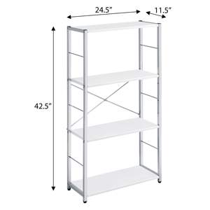 DB Industrial Design 4-Tier Rectangular <b>Bookshelf</b> <b>White</b> and Chrome Living Room & Home Office Furniture - Product Image 5