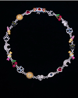 Ensemble de bijoux de luxe pour homme en or 9K-18K personnalisé, avec diamant de laboratoire véritable, chaîne cubaine baroque, pendentif serti de rubis et saphirs avec certificat IGI