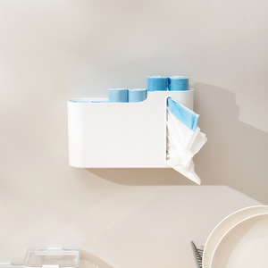 Caja de Almacenamiento para Bolsas de Basura de Cocina, Organizador Portátil Blanco para Montar en la Pared, para Uso Doméstico - Product Image 1