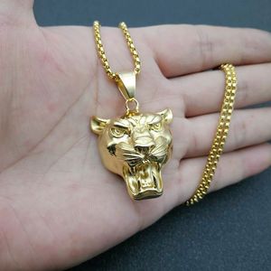 Yunnique Stainless Steel Gold Plated Lion Head Pendant Necklace with Pave Setting Animal Zodiac Unisex Fashion Jewelry - Product Image 5