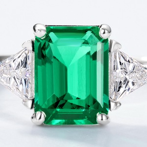 Fashion Retro Light Luxury Lab Cultured <strong>Emerald</strong> Ring S925 Sterling <strong>Silver</strong> Inlaid Colored Gemstone Custom <strong>Jewelry</strong> Wholesale - Product Image 3