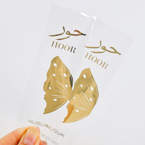 Factory Custom Transparent PET Gold Foil Cosmetic <b>Labels</b>, High Quality <b>Waterproof</b> Oil & Scratch Resistant Adhesive Stickers - Product Image 1