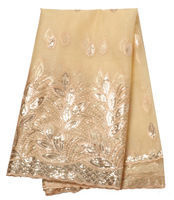 Tissu de robe en dentelle africaine en tulle brodé et pailleté, polyester/coton, 90 couleurs