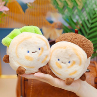 Porte-clés en peluche mini Roujiamo en tissu doux, vente en gros, porte-clés alimentaire en peluche de dessin animé, porte-clés alimentaire personnalisé pour sac, porte-clés en peluche
