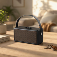 Haut-parleur portable D30 rétro en bois avec batterie rechargeable 16W pour extérieur, système audio pour maison, ordinateur et téléphone avec subwoofer