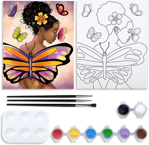 Kit de Peinture sur Toile pour Filles Motif Papillon, Peinture Acrylique Pré-dessinée pour Peintures par Numéros, Kit de Peinture DIY par Numéros - Product Image 5