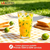 LAKOTTO 300ml glazen beker met bedrukking fruit aardbei citroen patroon drinkbeker voor ontbijt picknick feest aangepast patroon