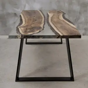 Set de Table basse en bois massif fait à la main en résine époxy, meubles uniques, Style élégant, Table de Restaurant, salle à manger, en métal