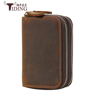 กระเป๋าใส่กุญแจหนังแท้ไทดิงขนาด 4 นิ้ว ซิปสองชั้นอเนกประสงค์ กระเป๋าสตางค์สไตล์เรโทร สีพื้น - Product Image 2