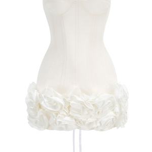 Vestido Mini de Fiesta para Mujer, de Alta Calidad, Cintura Natural, Sin Mangas, con Escote Bardot y Decoración Floral - Product Image 5