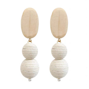 Boucles d'oreilles pendantes en bois avec perles d'imitation, style bohème, pour femme, tendance soirée, nouvelle collection 2025 - Product Image 4