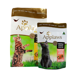 Sacs personnalisés écologiques et recyclables à fond plat pour aliments pour animaux de compagnie, imprimés en héliogravure, avec valve et fermeture éclair, pour aliments en conserve pour chats et chiens - Product Image 1