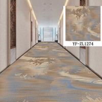 Flammhemmende Kommerzielle Hotel-Flur-Teppichboden-Serie Maschinell Gewebter Florfreier Teppich mit Blumenmuster aus Polyester