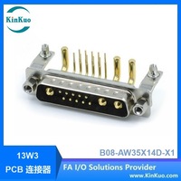 Connecteur D-SUB mâle 13W3 à angle droit pour carte PCB, broches en laiton plaqué or, courant élevé 10~40A pour assemblage de cartes de contrôle industrielles