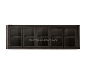 Mueble para TV con Puerta de Vidrio y Estantes Ajustables, Acabado en Roble Blanco con Textura Retro - Product Image 5