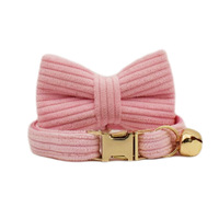 Collier rose en polyester pour chat de dessin animé avec nœud papillon et clochette, laisse mignonne pour chaton - Vente en gros transfrontalière